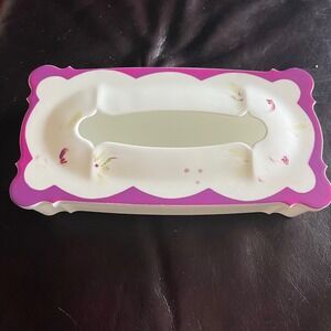 Schwarz Bros Plastics Tissue Box Cover Purple Floral White MCM Glendale Vintage